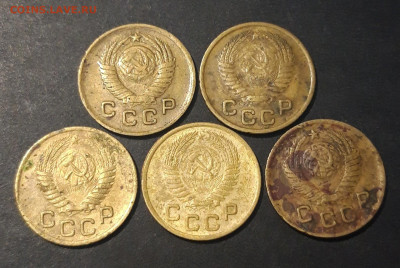 1 КОПЕЙКА 1949 - 1955 гг ПОГОДОВКА 5 МОНЕТ До 26.11 - 20240729_224313