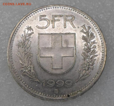 Швейцария 5 франков 1999 год XF+ до 23.11 - SAM_4079.JPG