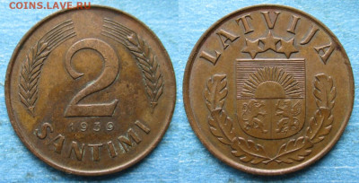 Латвия 2 сантима 1939 до 29-11-24 в 22:00 - Латвия 2 сантима 1939    217-к119-12229