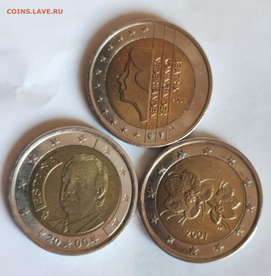 2 евро 3 шт. Фин. Исп. Нид. UNC до 21.00 МСК 30.11.2024 - 1727025882363