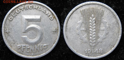 ГДР 5 пфеннигов 1948 А до 30-11-24 в 22:00 - ГДР 5 пфеннигов 1948 А    157-1795