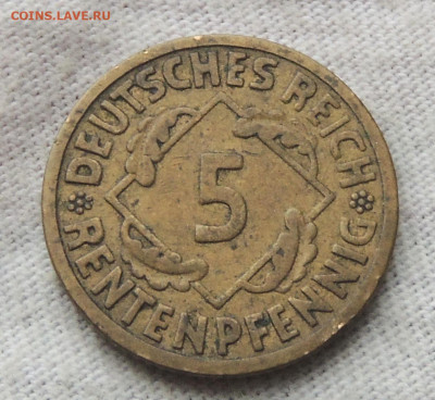 Германия 5 рентенпфеннигов 1924 до 3.12.2024 - Германия 5 рентенпфеннигов.JPG