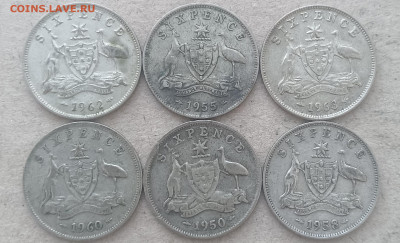 Австралия 6 пенсов 1950,55,58,60,62,63 Фикс - IMG20241130160547