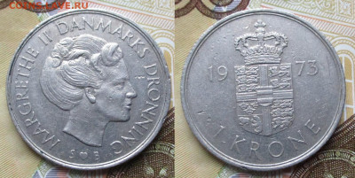 Дания 1 крона 1973   до 08-12-24 в 22:00 - Дания 1 крона 1973    240-к170=4551