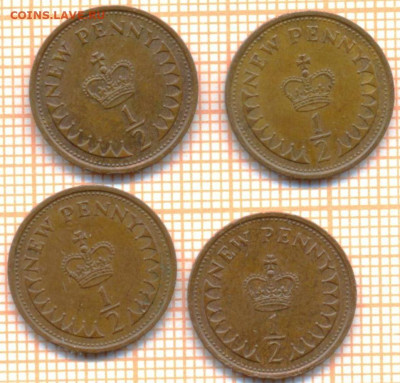 2 пенни 1971,73,76,79 г., до 09.12.2024 г. - Великобритания полпенни 4шт 1787а