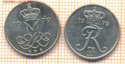 Дания 10 эре 1972,1979 г., до 09.12.2024 г. в 22.00 по Москв - Дания 10 эре 19721979 1794а