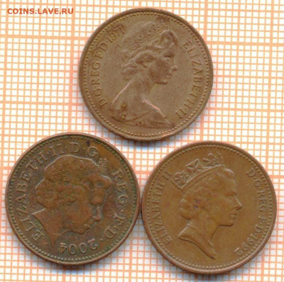 Великобритания 1 пенни 1971,1992,2004 г., до 09.12.2024 г. в - Великобритания 1 пенни 3шт 1810