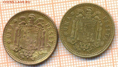 Испания 1 песета 1966,75 г., до 09.12.2024 г. в 22.00 по Мос - Испания 1 песета 2шт 1817