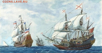 Монеты с Корабликами - Galeones-del-Siglo-XVIII-por-Rafael-Monleon