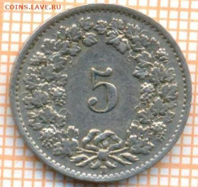 Швейцария 5 раппенов 1947 г., до 09.12.2024 г. в 22.00 по Мо - Швейцария 5 раппенов 1947 669а