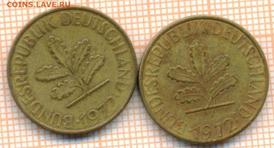 Германия 10 пф 1972 г.  2шт, до 09.12.2024 г. в 22.00 по Мос - Германия 10 пф 1972 2шт 1240