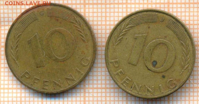 Германия 10 пф 1971 г. 2шт, до 09.12.2024 г. в 22.00 по Моск - Германия 10 пф 1971 2шт 1332