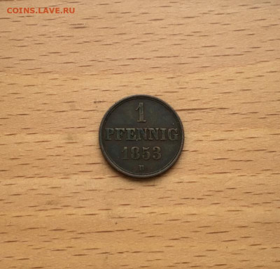 Ганновер 1 пфенниг 1853 Германская Империя - gannover_1_pfennig_1853_germanskaja_imperija_germanija