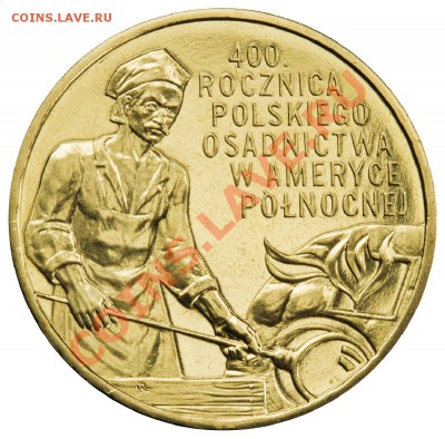 Польская юбилейка. 2 злотовики! НЕДОРОГО!!! - 2008_11___400_rocznica_polskiego_osadnictwa_w_ameryce_polnocnej_2zl_rewers