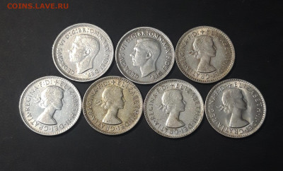 Австралия 3 пенса ПОГОДОВКА 1951 - 1962 гг. 7 МОНЕТ До 13.12 - 20241006_234214