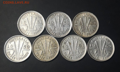 Австралия 3 пенса ПОГОДОВКА 1951 - 1962 гг. 7 МОНЕТ До 13.12 - 20241006_234044