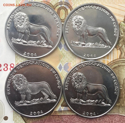 Конго 1 франк 2004 набор из 4-х монет до 11.12.2024 в 22.00 - IMG_E3786.JPG