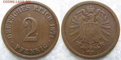 Германия 2 пфеннига 1874 А до 14-12-24 в 22:00 - Германия 2 пфеннига 1874 A    5828