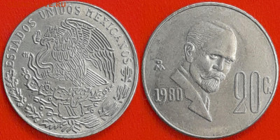 Мексика, 20 сентаво, 1980  (мм-041)  – до 22:00, 14.12.24 - 20-1980
