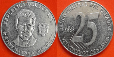 Эквадор, 25 сентаво, 2000  (мм-055) – до 22:00, 14.12.24 - 25-2000
