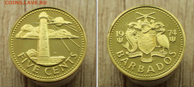 Барбадос 5 центов 1974 Маяк Пруф Proof из набора редкая - 22222