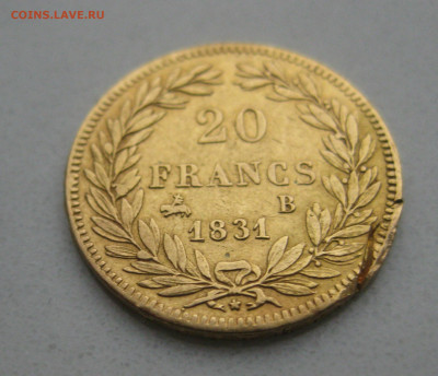 20 франков 1831 год. Франция. Луи-Филипп I. Золото 900 проба - m2.JPG