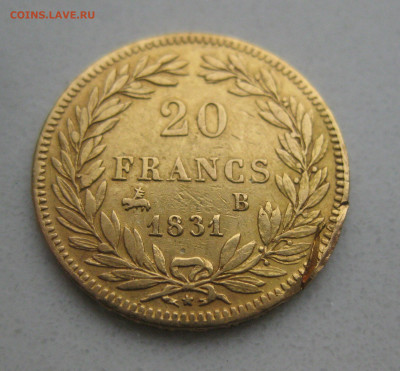 20 франков 1831 год. Франция. Луи-Филипп I. Золото 900 проба - m1.JPG