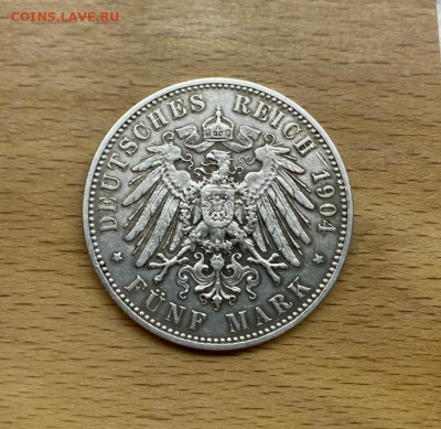 Саксония 5 марок 1904 Георг Германская Империя Германия Сере - saksonija_5_marok_1904_georg_germanskaja_imperija_germanija_serebro_krona (1)