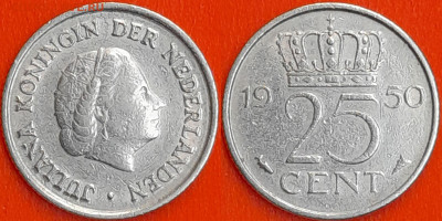 Нидерланды, 25 центов, 1950 (мм-158) – до 22:00, 19.12.24 - мм158