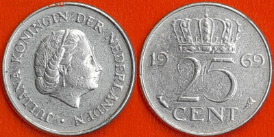 Нидерланды, 25 центов, 1969 (мм-159) – до 22:00, 19.12.24 - мм159