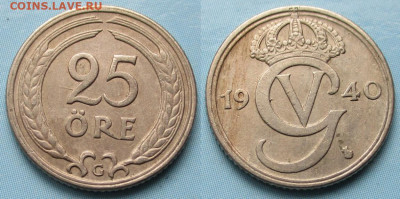 Швеция 25 эре 1940 до 20-12-24 в 22:00 - Швеция 25 эре 1940    236-к141-13015