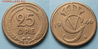 Швеция 25 эре 1946 до 20-12-24 в 22:00 - Швеция 25 эре 1946    236-к141-13014
