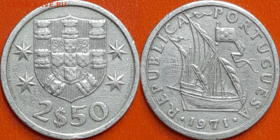 Португалия, 2,50 эскудо, 1971 (мм-168) – до 22:00, 21.12.24 - мм168