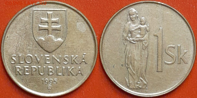 Словакия, 1 крона, 1995 (мм-182) – до 22:00, 21.12.24 - мм182