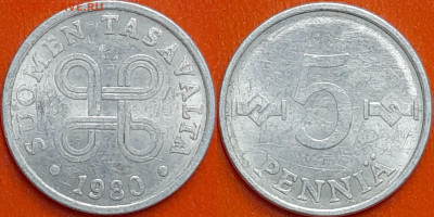 Финляндия, 5 пенни, 1980 (мм-187) – до 22:00, 21.12.24 - мм187