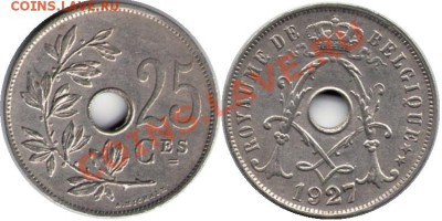>L< Бельгия (BELGIQUE) 25 центов 1927 до 04.02.12 22:00 - Бельгия (BELGIQUE)_25_центов_27