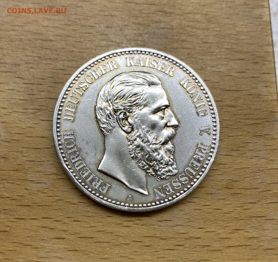 Королевство Пруссия 5 марок 1880 Фридрих III aUNC Германия - IMG_0377.JPG