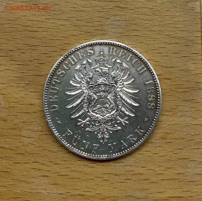 Королевство Пруссия 5 марок 1880 Фридрих III aUNC Германия - IMG_0383.JPG