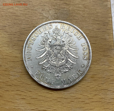 Королевство Пруссия 5 марок 1880 Фридрих III aUNC Германия - IMG_0379.JPG