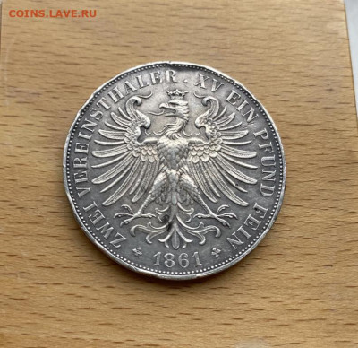 Франкфурт 2 талера 1861 Германская Империя Двойной талер - frankfurt_2_talera_1861_germanskaja_imperija_germanija_serebro_krona_shajba_redkost_dvojnoj_sojuznyj_rrr (1)