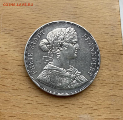Франкфурт 2 талера 1861 Германская Империя Двойной талер - frankfurt_2_talera_1861_germanskaja_imperija_germanija_serebro_krona_shajba_redkost_dvojnoj_sojuznyj_rrr