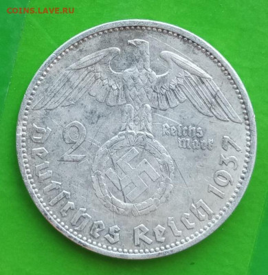 Германия, 2 марки 1937 А до 24.12.24, с царапиной - IMG_20241217_121555_837