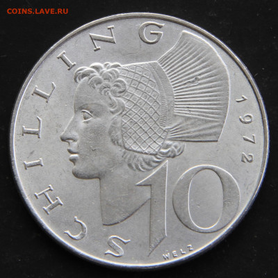 Австрия 10 шиллингов 1972 UNC до 25.10 в 22:10 - Австрия 10 шиллингов 1972