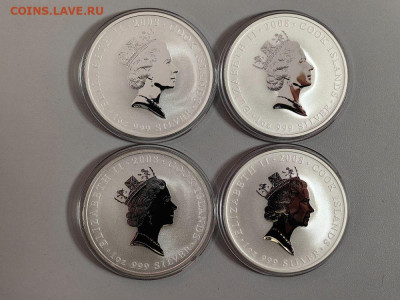 1дол 2008 Острова Кука - Пионы (набор 4шт), Ag925, до 27.12 - ЯЯ Пионы-3