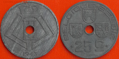 Бельгия, 25 сантимов, 1943 (мм-279) – до 22:00, 26.12.24 - мм279