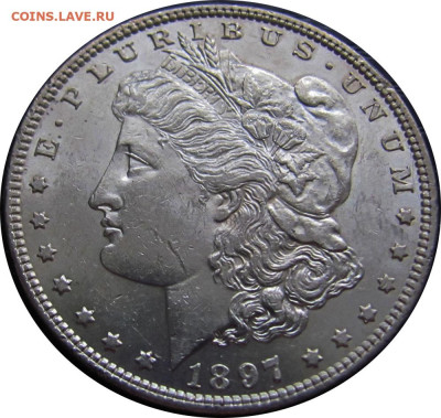 Ag США 1$ Morgan Dollar 1897 A-UNC до 23.12 в 22°° - Z33 Morgan Dollar 1897 aUNC_2