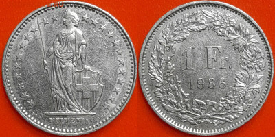 Швейцария, 1 франк, 1986 (мм-313) – до 22:00, 27.12.24 - мм313