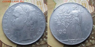 Италия 100 лир 1957   до 28-12-24 в 22:00 - Италия 100 лир 1957    А40