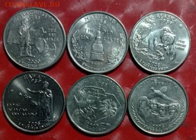 США Квотеры-штаты 6шт+Квотеры-парки 6шт= 12 монет Фикс 12.0 - Квотеры-Штаты 6шт 08.05.24 Зап P