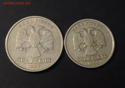 2 РУБЛЯ 1999 г. СПМД + 1 РУБЛЬ 1999 г СПМД. До 01.01 - 20240408_213355